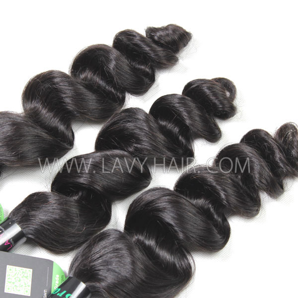 Regular Grade mix 4 bundles with lace closure Brazilian Loose Wave Virgin Human hair extensions