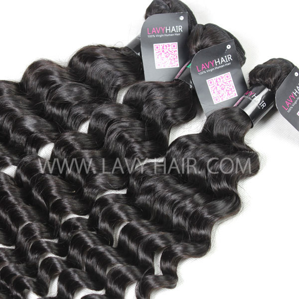 Superior Grade 4 bundles with silk base closure 4*4" Deep wave Virgin hair Brazilian Peruvian Malaysian Indian European Cambodian Burmese Mongolian