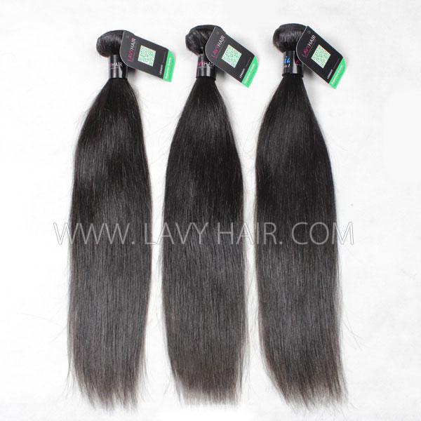 Regular Grade mix 4 bundles with silk base closure 4*4" Peruvian Straight Hair Virgin Human hair extensions