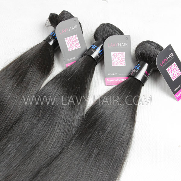 Superior Grade mix 3 bundles with silk base closure 4*4" Peruvian Straight Virgin Human Hair Extensions