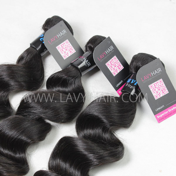 Superior Grade mix 3 bundles with silk base closure 4*4" Peruvian Loose Wave Virgin Human Hair Extensions