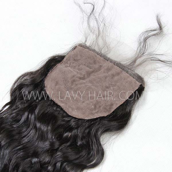 Silk base closure 4*4 Natural Wave Human hair medium brown