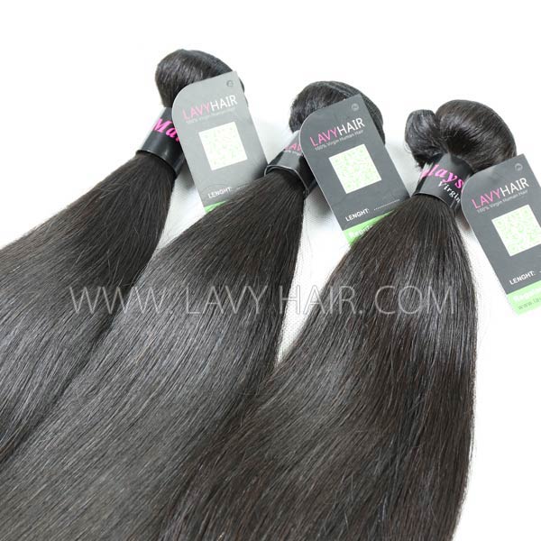 Regular Grade mix 3 bundles with lace closure Malaysian Straight Virgin Human hair extensions