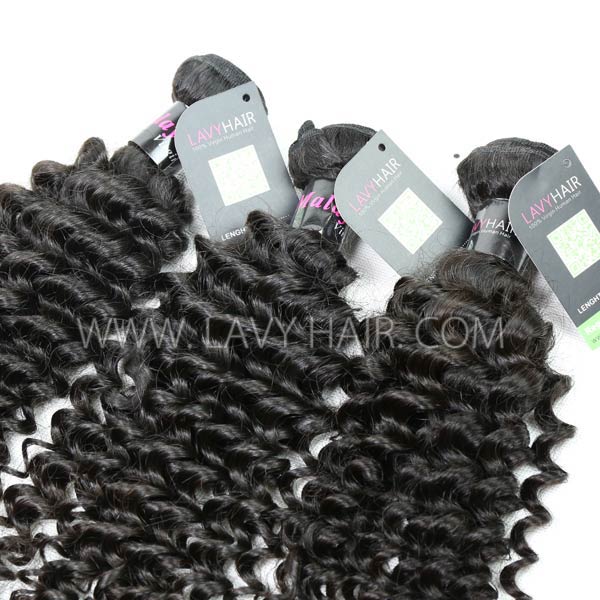 Regular Grade mix 3 bundles with lace closure Malaysian Deep Curly Virgin Human hair extensions