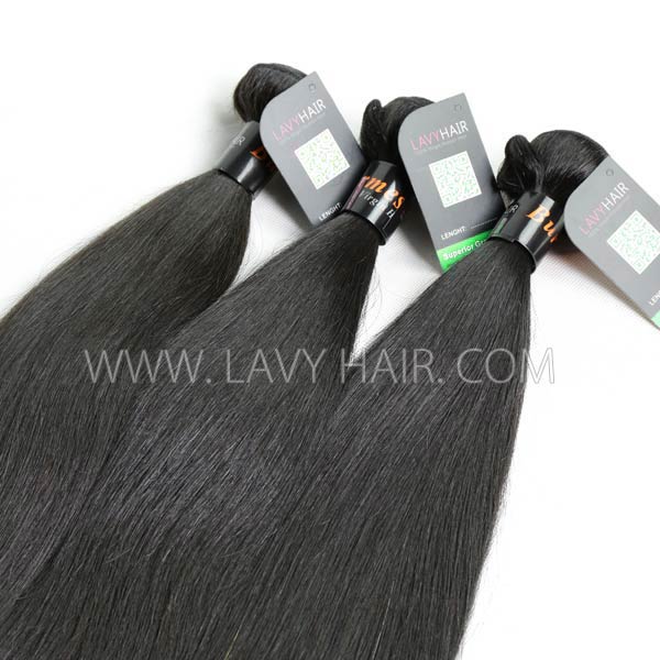 Regular Grade mix 3 bundles with silk base closure 4*4" Burmese Straight Virgin Human hair extensions