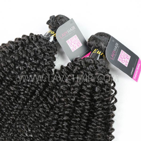 Superior Grade mix 4 bundles with lace closure European Kinky Curly Virgin Human hair extensions
