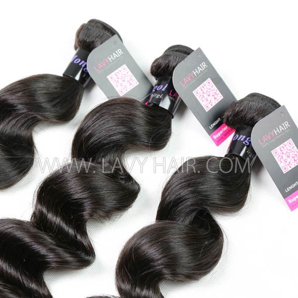 Superior Grade mix 3 bundles with silk base closure 4*4" Mongolian Loose Wave Virgin Human Hair Extensions