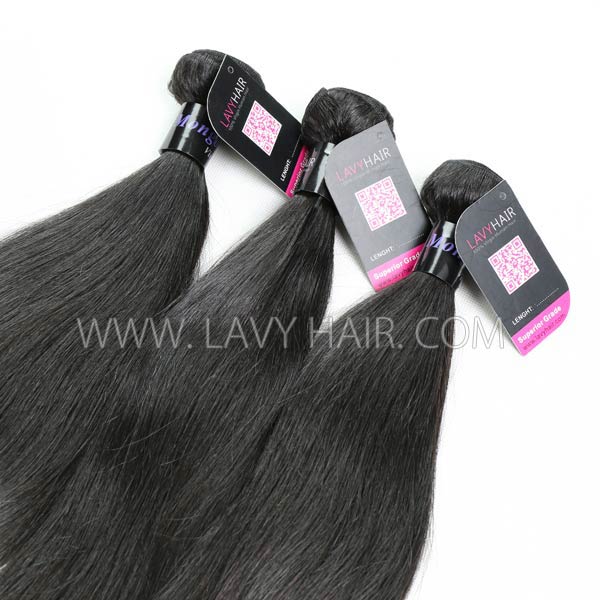 Superior Grade mix 4 bundles with lace closure Mongolian Straight Virgin Human hair extensions