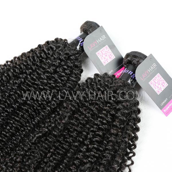 Superior Grade mix 4 bundles with lace closure Mongolian Kinky Curly Virgin Human hair extensions