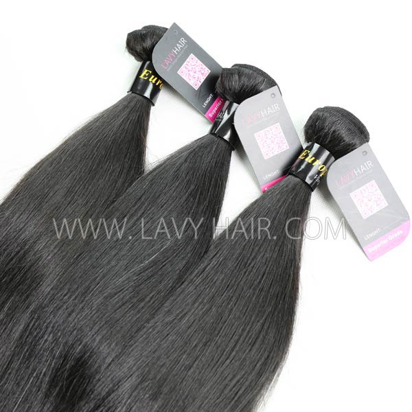 Superior Grade mix 4 bundles with lace closure European Straight Virgin Human Hair Extensions