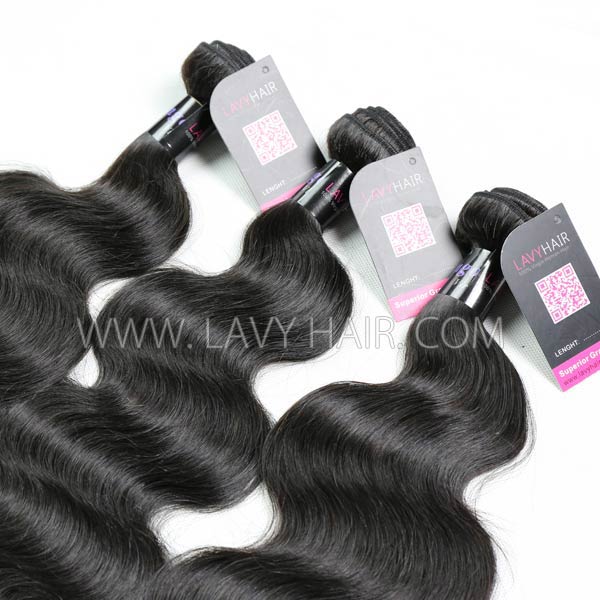 Superior Grade mix 3 bundles with lace closure Mongolian Body wave Virgin Human hair extensions