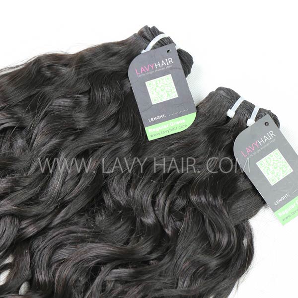 Regular Grade mix 3 bundles with silk base closure 4*4" Mongolian Natural Wave Virgin Human hair extensions