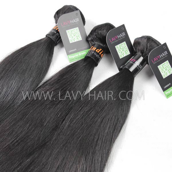 Regular Grade mix 4 bundles with silk base closure 4*4" Indian Straight Virgin Human hair extensions