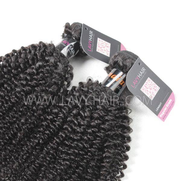 Superior Grade mix 4 bundles with lace closure Indian Kinky Curly Virgin Human hair extensions
