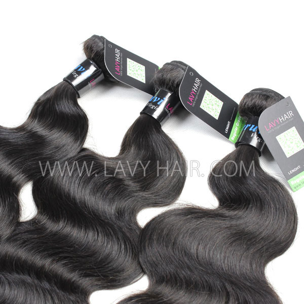 Regular Grade mix 3 bundles with lace closure Peruvian Body wave Virgin Human hair extensions