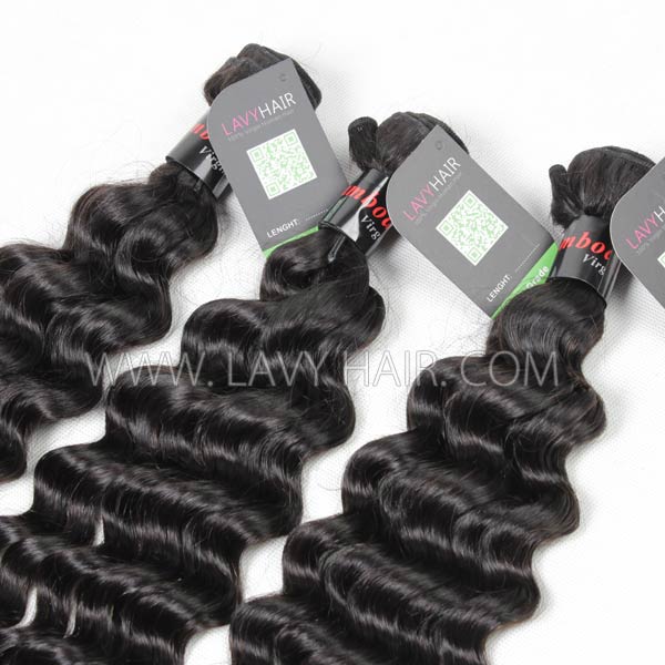 Regular Grade 1 Bundle Cambpdian Deep Wave Virgin Human Hair Extensions