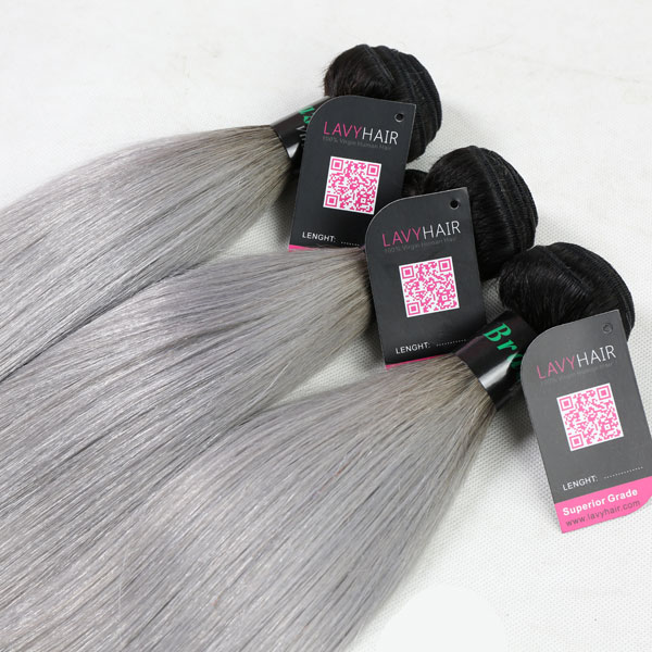 Superior Grade mix 3 or 4 bundles Brazilian Straight Ombre Silver Gray Human hair extensions