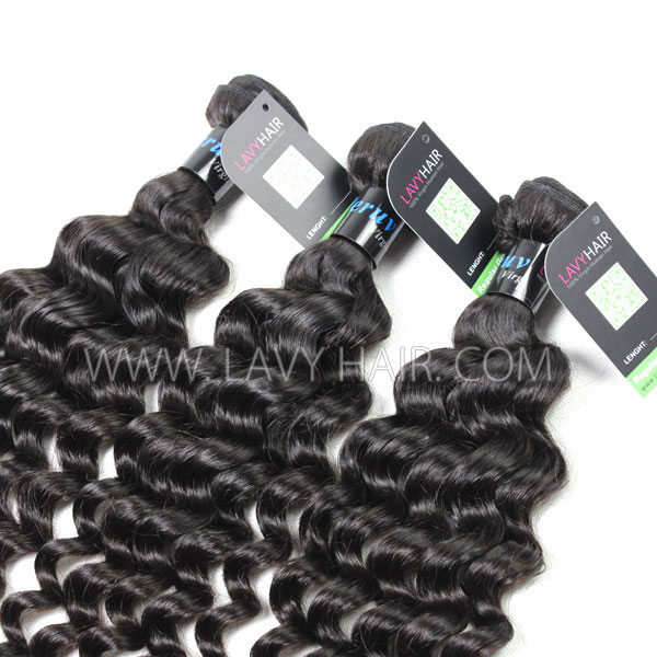 Regular Grade mix 3 bundles with lace closure Peruvian Deep wave Virgin Human hair extensions