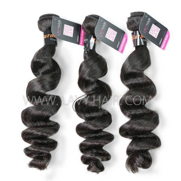 Superior Grade mix 3 bundles with 13*4 lace frontal closoure Burmese loose wave Virgin Human hair extensions