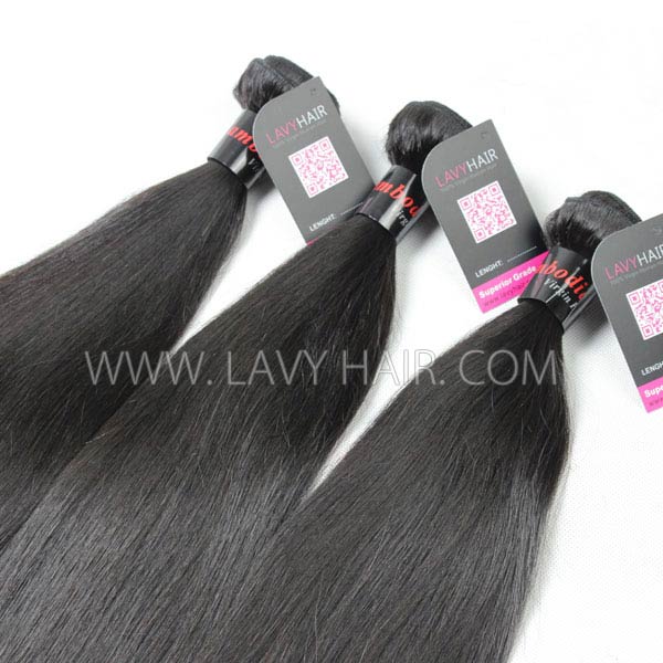 Superior Grade 3 bundles with 13*4 lace frontal closure Cambodian Straight Virgin Human Hair Extensions
