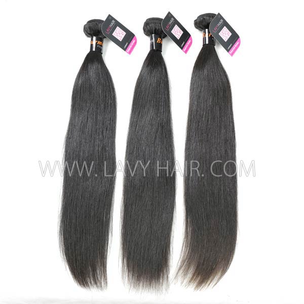 Superior Grade 3 bundles with 13*4 lace frontal closure Burmese Straight Virgin Human Hair Extensions