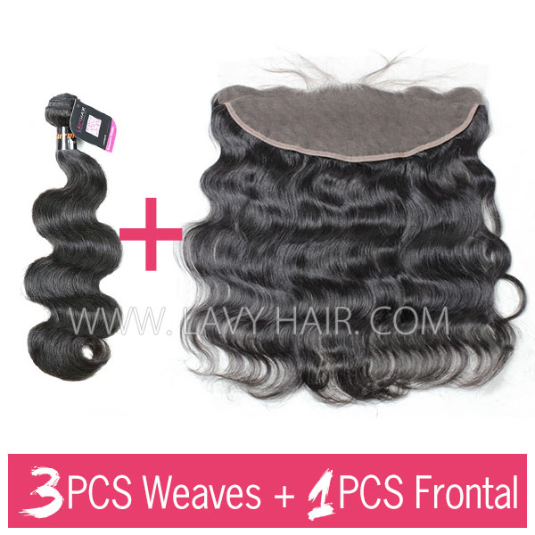 Superior Grade mix 3 bundles with 13*4 lace frontal closure Burmese Body wave Virgin Human hair extensions