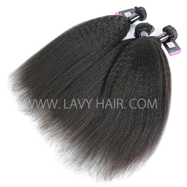 Superior Grade mix 3 bundles with lace closure Malaysian Kinky Straight Virgin Human hair extensions