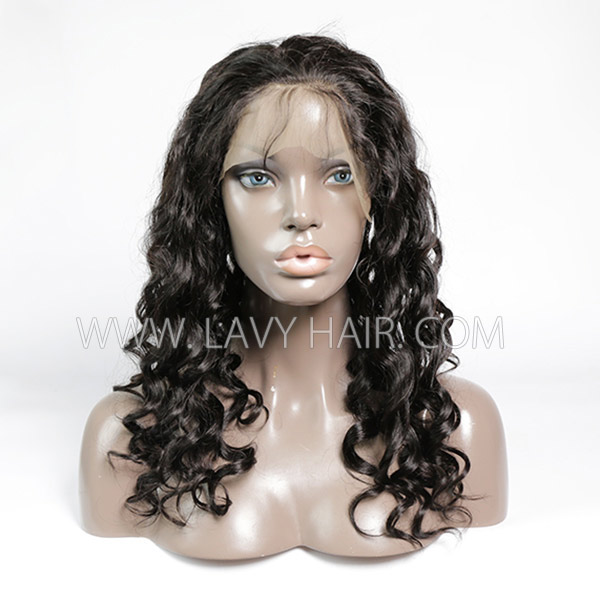 Superior Grade #1B Color 360 Lace Frontal Loose Wave Human hair Swiss lace