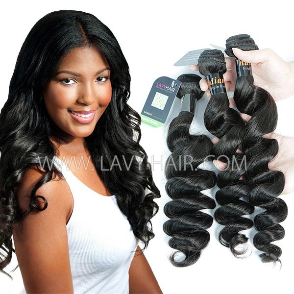 Regular Grade mix 3 or 4 bundles Indian Loose Wave Virgin Human hair extensions