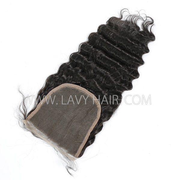 Superior Grade 4C Curly Hairline deep wave Lace closure 5*5" Human hair medium brown Swiss lace