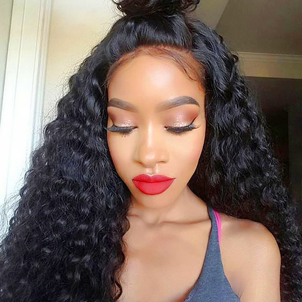 180% Density Ponytail Wig Bun Style 360 Lace Frontal Wigs HD Lace & Transparent Lace Deep Wave Human Hair Wet And Wavy
