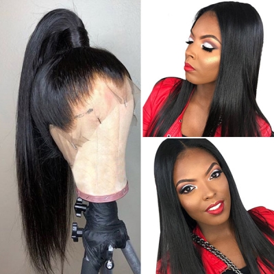 130% Density HD Lace & Transparent Lace 360 Lace Front Wigs Ponytail Wig Straight Hair Human Virgin Hair