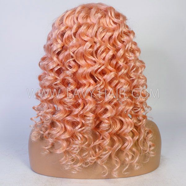 Glueless Wig Orange Color 150% Density Human Virgin Hair Invisibe HD Lace Frontal Wig Customize 5-7 days  613lfw-73A1