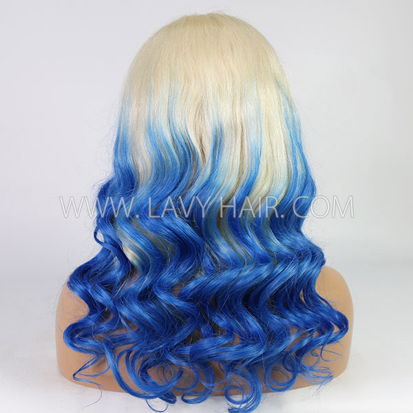 Glueless Wig Blonde Blue Ombre Color 150% Density HD Lace Wig Wear Go 3-4 Days Customize 613lfw-52A21