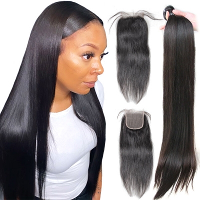 (All texture link)Superior Grade 3 bundles with 6*6 7*7 lace closure Deal Transparent /HD Lace Virgin Human Hair Extensions