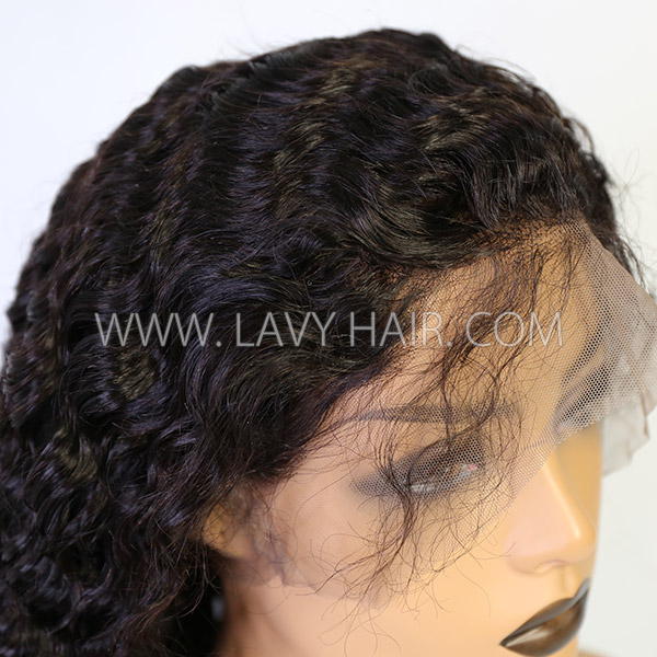 180% Density Ponytail Wig Bun Style 360 Lace Frontal Wigs HD Lace & Transparent Lace Deep Wave Human Hair Wet And Wavy