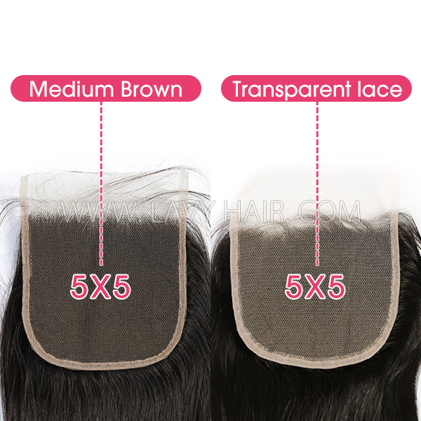 Superior Grade 4C Curly Hairline Lace closure 5*5" Straight Hair Human hair medium brown Swiss lace