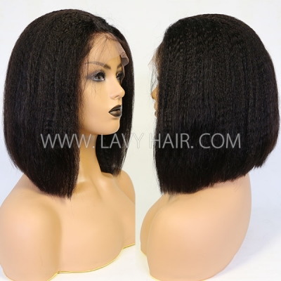(All Texture Link)  150% Density Glueless Wear Go HD Lace Bob Wigs Blunt Cut Pre plucked Hairline 100% Human Hair Wear Go Pre Cut Lace