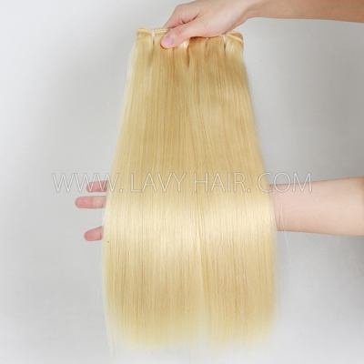 Double Drawn #613 Blonde All Texture Link 1 Bundle 105 Grams Same Full From Top To Tip Virgin Human hair extensions Brazilian Peruvian Malaysian
