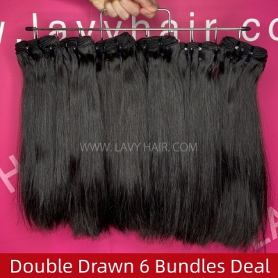 Wholesale Deal 6 Pcs Bundles Deal Double Drawn (thick hair from top to end) Advanced Grade 12A Factory Bulk Order virgin Human Hair Extensions