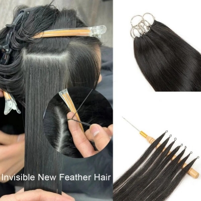 Feather Line Hair Raw Hair More Invisible Pre Bonded Hair Extensions 200 Strands/1 Lot/140-160g Used to Add Volume Length