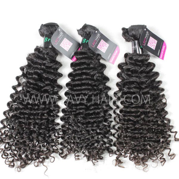 Superior Grade 3 bundles with silk base closure 4*4" Deep Curly Virgin hair Brazilian Peruvian Malaysian Indian European Cambodian Burmese Mongolian