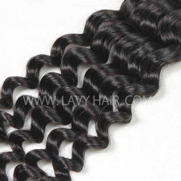 Superior Grade 1 Bundle Deep Wave Virgin Human Hair Extensions #1b color Brazilian Peruvian Malaysian Indian European Cambodian Burmese Mongolian