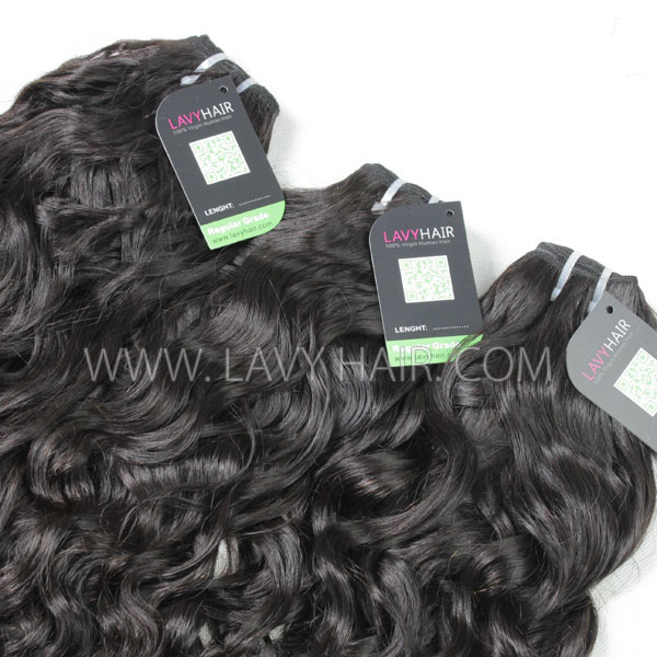 Regular Grade mix 3 bundles with lace closure Indian Natural Wave Virgin Human hair extensions