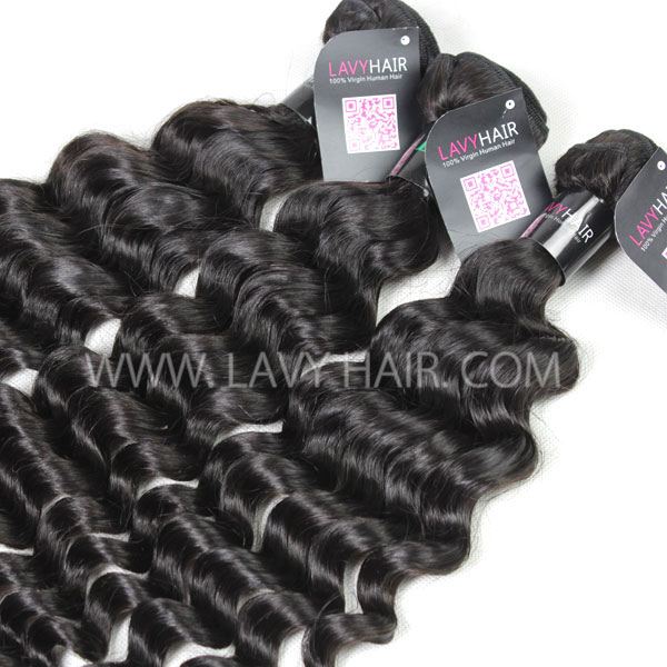 Superior Grade 3 bundles with silk base closure 4*4" Deep wave Virgin hair Brazilian Peruvian Malaysian Indian European Cambodian Burmese Mongolian