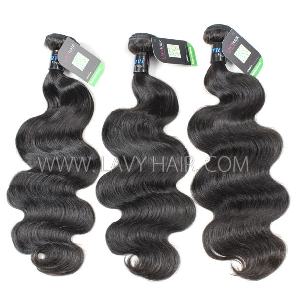 Regular Grade mix 3 bundles with silk base closure 4*4" Peruvian Body wave Virgin Human hair extensions