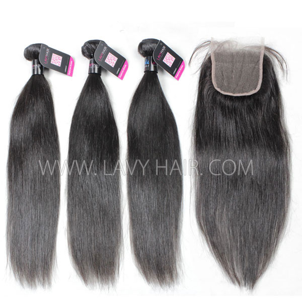 (New)Superior Grade 3 bundles with 6*6 7*7 lace closure Deal Transparent /HD Lace Virgin Human Hair Extensions