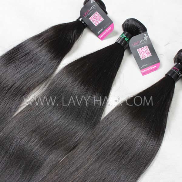 12-40 inch Superior Grade 1 bundle Straight Virgin Human hair extensions Brazilian Peruvian Malaysian Indian European Cambodian Burmese Mongolian