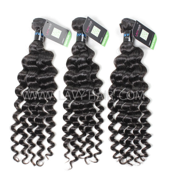 Regular Grade mix 3 bundles with silk base closure 4*4" Peruvian Deep wave Virgin Human hair extensions