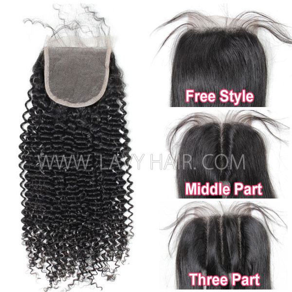 Superior Grade 4C Kinky Edge Lace closure 4*4" Kinky Curly Human hair Afro Curly medium brown Swiss lace